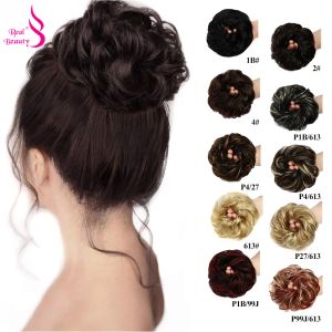 Chignon Real Beauty Tousled Updo Messy Bun Hairpiece Hair Extension Brasiliansk hästsvans med Elastic Rubber Band Updo Ponytail Hairpiece