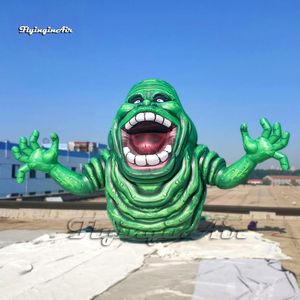 Buttafuori gonfiabili decorativi di Halloween a mezza lunghezza Zombie 4,5 m (15 piedi) Personaggio dei cartoni animati Modello Blow Up Mostro verde Palloncino per cortile E-001