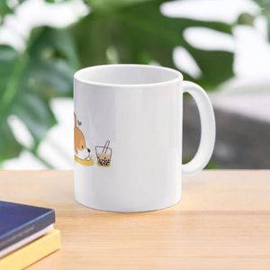 Mugs Corgi and Bubble Tea Coffee Mug Thermal Cups Cold Glasses Anime