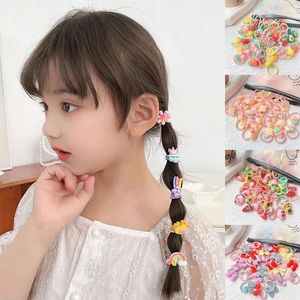 Accessori per capelli Set da 10/20 pezzi coreano Fasce per ragazze Simpatico cartone animato Cravatte Corde elastiche Porta coda di cavallo per bambini