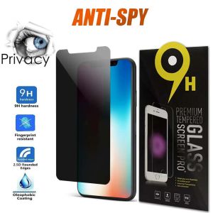 Anti Spy Privacy Screen Protector för iPhone 15 14 13 12 11 Pro Max XR XS 7/8 Plus härdad film tempererat glas med detaljhandelsförpackning