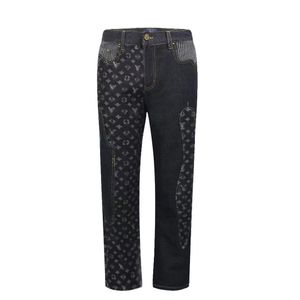 Classic brand mens and womens jeans luxurious patchwork black printed jeans comfortable high-end L boys jeans 10A Popular style Sexy jeans