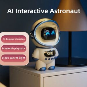 Speakers 2023 New Bluetooth Smart AI Interactive Clock Alarm Clock Insert Memory Card Computer M20 Astronaut Smart Speaker