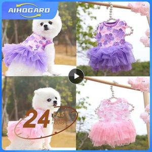 Hundebekleidung 1PCS Sommer süße Prinzessin Kleid Streifen Welpen Rock Katze Kleidung Pfirsich Blume Haustier Chihuahua York Brautkleider YZL