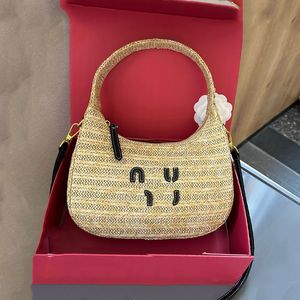 Designer bag crossbody bag summer beach woven grass raft womens dumplings bag single shoulder bag letter handbag makeup bag wallet luxurious beige underarm bag