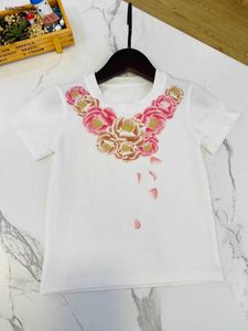 Nya babykläder Multicolor Floral Print Princess Dress Kids Tracksuits Storlek 90-150 cm Flower Print Girls T-shirt och spets kjol 24mar