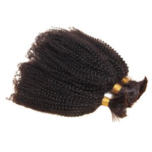 Fasci di capelli umani ricci afro crespi brasiliani 3 pacchi Intrecciatura dei capelli Tessitura senza trama Capelli umani ricci lunghi crespi Capelli sfusi