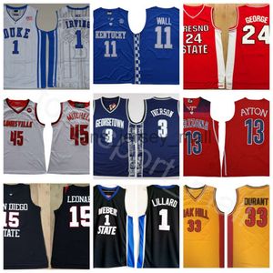 Homens College Basketball Jersey Todas as equipes Kyrie George Durant Irving Wall Simmons Lillard Mitchell Allen Leonard Iverson Ayton Embiid Link