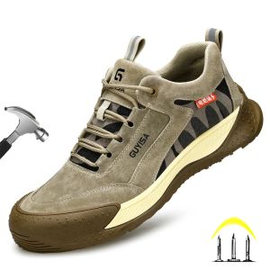 Buty Dian Sen Nowe Khaki Izolowane buty bezpieczeństwa dla mężczyzn bez poślizgu Mężczyzna Sneaker Sneaker Stael palca czapka anty przebicie hombre trampki