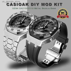 Watch Bands CasiOak Mod Kit GEN4 GA2 Metal Bezel Modification 3rd 4rd Generation Rubber Case Strap GA 2/2110 GAB2 Steel Y240321