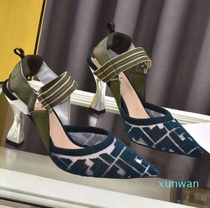 Sandali estivi da donna sandali firmati con tacco a spillo e punta a punta, bellissime scarpe da donna in tela con tacco alto e bowknot