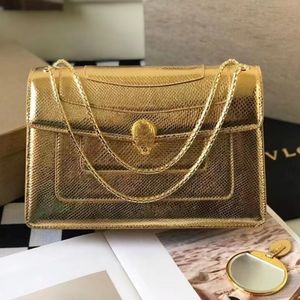 Üst düzey 10a Erimiş Altın Üst Cowhide Su Yılan Bakır Zinciri Under Emberi Çanta Çanta Çanta Zinciri Torba Tasarımcı Torbası Omuz Crossbody Bag Lady