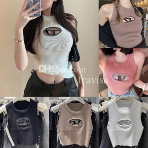 Cropped Top Knit Designer Diesel T-shirt Hollow Out Tee Womens Knits Women Tops Sexy Sleeveless Yoga Summer Tees Vests Spicy Girl Attire c11