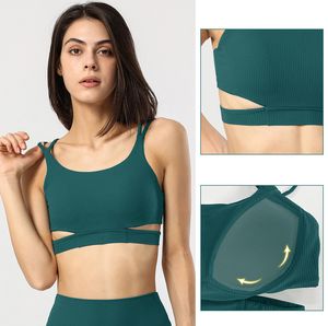 Ll yoga esportes sutiãs bodycon tanque para mulheres treino de fitness superior push up sem costura esporte tanque roupa interior correndo ginásio ll2356