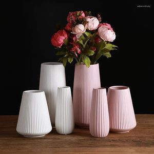 Vasos Mediterrâneo Cerâmica Vaso Norte Europa Moderno Simples Pó Branco Cinza Ornamento Flor Organizando Dispositivo Home Frost