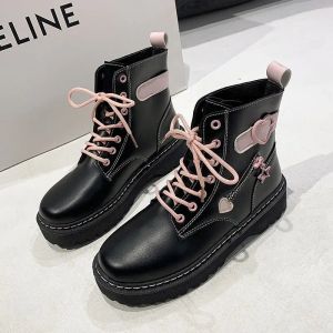 샌들 2021 가을 겨울 신규 여성 귀여운 핑크 러브 hightop lolita boots 여자 학생 kawaii 플랫폼 JK 일본 캐주얼 신발