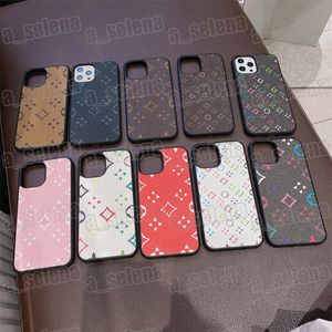 Designer de moda capas de telefone de couro para iPhone 15 Pro Max 14 13 12 11 L Carta Marrom Amarelo Preto Floral Tampa Traseira Luxo Mobile Shell Cobertura Completa Capa de Proteção