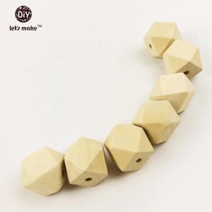 Necklaces Let's Make (1020mm) Wooden Geometric Beads 200pcs Baby Chewing Hexagon Beads Teething Necklace DIY Accessories Baby Teether