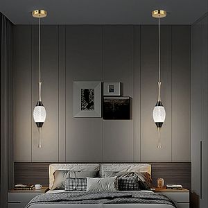 2024 neue Master Schlafzimmer Nacht Anhänger Lampe Moderne Einfache Wohnzimmer Licht Luxus Lange Linie Kristall Hängenden Leuchten