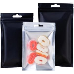 Storage Bags 100Pcs/Lot Black Aluminum Foil Transparent Bag Daily Necessities Supplies Decorations Hang Hole Food Powder Candy Nuts