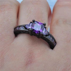 Pierścienie klastra Hoyon 14k Kolorowa szafirowa biżuteria damska Anillos de Bizuteria Bague Etoile Black Stone Diamond Jade Męskie