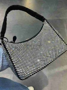 10A Kvalitet Kvinnor Inlagd Rhinestone Hobo Diamond Underarm Designer Väskor Luxury Tote Shiny Handbag Purse Shoulder Bags Lady Crossbody Armpit Clutch Bag