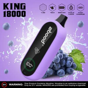 Bang Box Zbood King 18000 Puffs 18K Vapes Descartáveis E Cigarro 2% 5% Nicotina Vaporizador Recarga Malha Bobina Vape Caneta Tela Digital Vapers Vaper