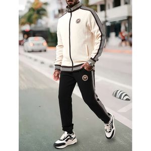 Tuta da uomo classica da atletica 2 pezzi Tute casual con zip intera Giacca a maniche lunghe e pantaloni da jogging Set per allenamento in palestra Corsa