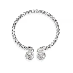 Bangle Retro Double Bell Twist Bracelet 925 Sterling Silver Adjustable Fashion Jewelry For Women Men Birthday Gift Wholesale