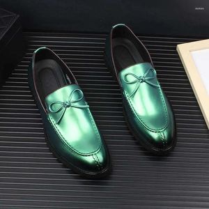 Scarpe casual da uomo classiche vestite da impiegato piatto verde nero lucido da ballo