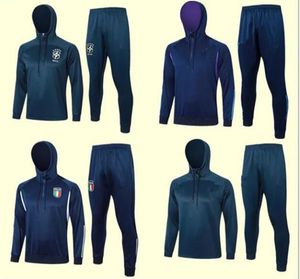 23 24 Italien Erwachsene Kapuze -Trailsuit Brasilien Lange Reißverschlussjacke Überladung Jacken Training Anzug Fußball 2023 2024 Italia Man Football Trails