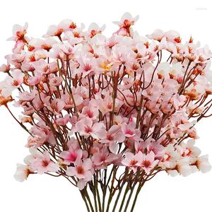 Flores decorativas 10pcs flor de cerejeira artificial seda ameixa falsa para decoração de festa de casamento em casa DIY