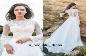 レースのウェディングドレス長袖セクシーなパーティードレスVestido de Novia White Bride Dresses Chiffonエレガントなウェディングドレスブライダルドレス7404742