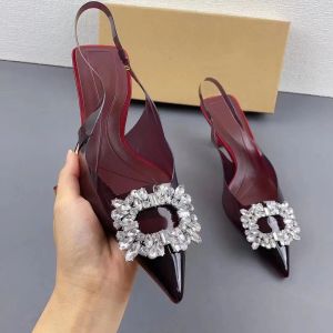 Pumps Crystal Women Heels sexy Stiletto High Heels Schuhe Ladies PVC Spitzgurt Slingback Pumps Freizeit Hochzeitsschuhe weiblich