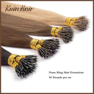 Extensions Nano Ring Micro Pärla Loop Human Hair Extvention 100% Real Remy Hair Natural Machine Made Straight Keratin Capsules Micoring Hair