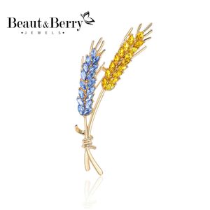 Beaut Berry 10pcs Women Rhinestone Ear of Wheat Brooches Plant Pins 5-color Unisex Office Party Casual Accessories Gifts 240320
