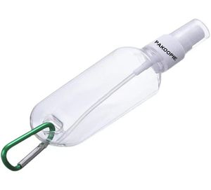 100st Alkohol Desinfectant Spray Bottle 50 ml Refillerbara förpackningsflaskor med nyckelringskrok KLAR TRANSPARENT Bekvämt Por2762066