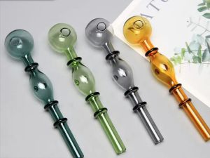 Glass Pipes Oil Nail Burning Jumbo Pipe 14CM long Big Ball Pyrex Glass Burner Concentrate mix colors Thick Clear Great Smoking Tubes 11 LL