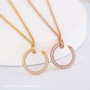 screw choker necklaces carter jewelry classic nail collarbone chain popular light luxury jewelry inlaid with diamond plated 18K rose gold necklace womens trend
