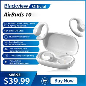 Mobiltelefonörlurar Blackview Airbus 10 True Wireless Stereo hörlurar Sport med öppen öronluft Ledning Basörlurar Bluetooth 5.2 Earphones Siri Q240321