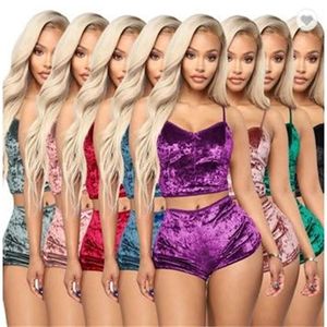 Shorts Spaghetti Samt 2 Dessous Sets Nachtwäsche Strap Stück Sexy Pyjamas Frauen Pyjama Party Damen Hot Set Cuefr