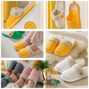2024 Designer glider kvinnor sandaler pool klackar avslappnade tofflor för vårens hösten platt komfort mulor vadderad främre rem sko gai vit gul bomull mopp varm försäljning