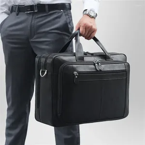 Tasche Nesitu Big Large Schwarz Kaffee Echtes Leder Männer Messenger Bags Geschäftsreisen 15,6'' Laptop Aktentasche Portfolio M7320