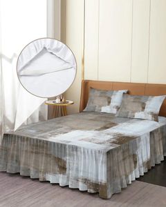 Sängkjol taupe modern abstrakt konst elastisk utrustade sängöverdrag med örngott skyddande madrass täcker sängkläder