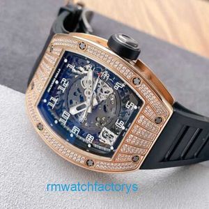 RM Watch Pilot Watch Popular Watch RM010 Rose Gold Original Diamond Inlaid Men's Fashion Leisure Business Sports Machinery Wristwatch