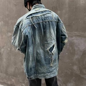 Men's Jackets 2024Autumn And Winter Online Celebrity Same Light Water Wash Imitation Old Hole Women's Denim Jacket Coat