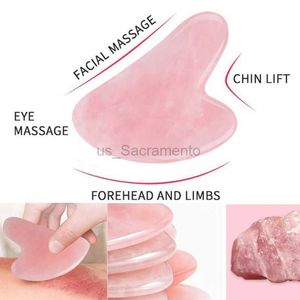 Face Massager Guasha Stone Massage Facial Lift Tool Natural Rose Quartz Sink Scraper Jade Guasha Board Facial Neck and Back Shaping 240321