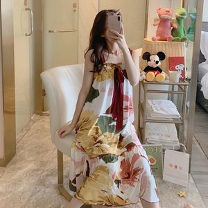 S-5XL Big Sizes Nightdress for Female Summer Big Bow Design Sleep Dress Sexy Woman Sling Night Dress Women Night Sleepwear 240313