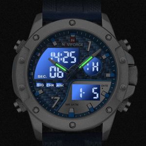 Naviforce Fashion Quartz Watches LCD Ekran Analog 3atm Su Geçirmez Spor Kronografı Reloj Hombre Hediye Erkekler için 2023 YENİ