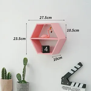 Decorative Plates Flower Holder Toys Style Shelf Mount Shelves Decor Crafts Frame Hexagonal Display Storage Books Nordic Wooden Figurines